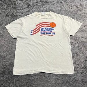 Vintage USA National Basketball Team Tour 1988 T Shirt Mens Large White Team USA